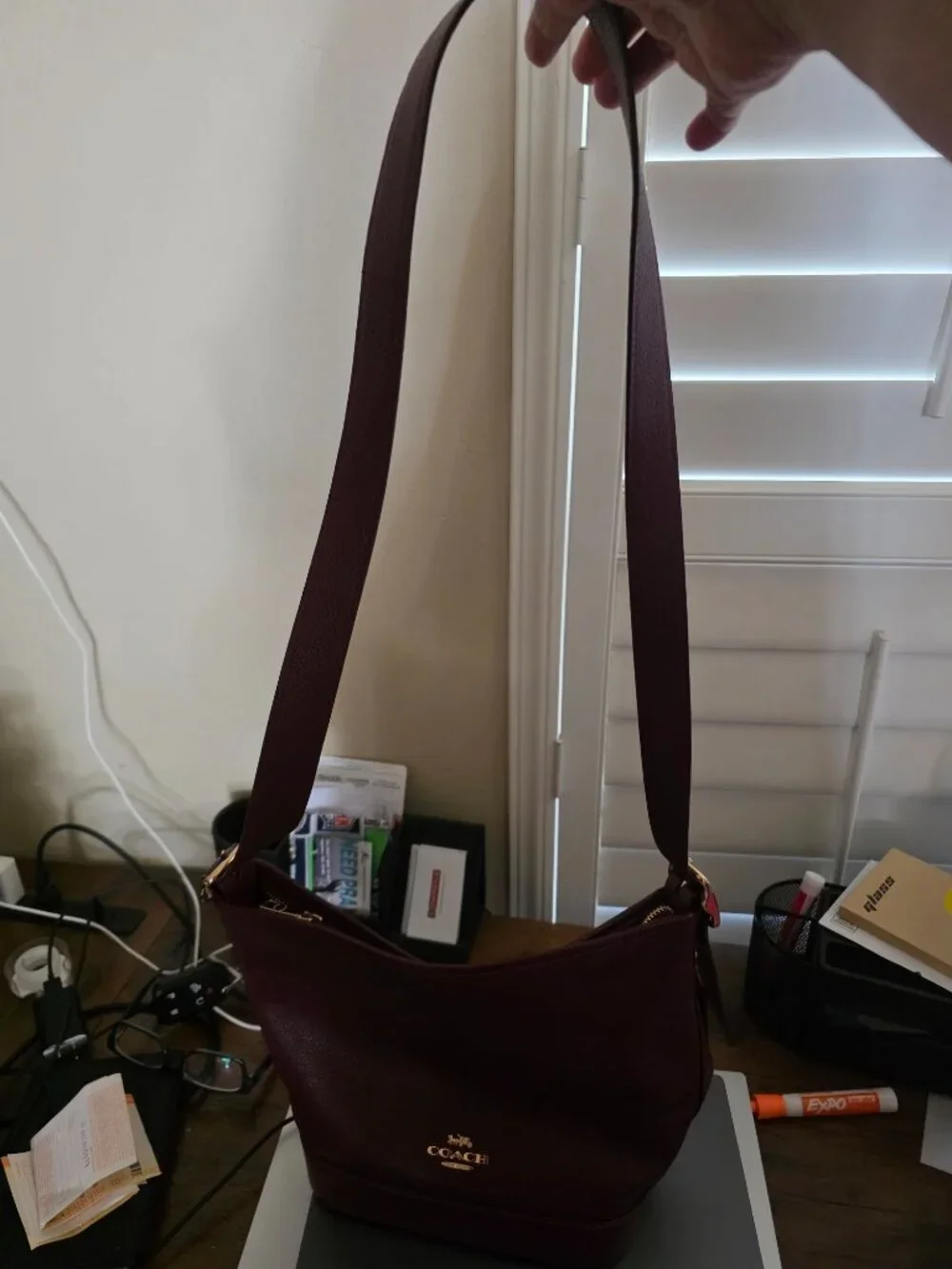 Coach Jules Hobo Purse Burgundy